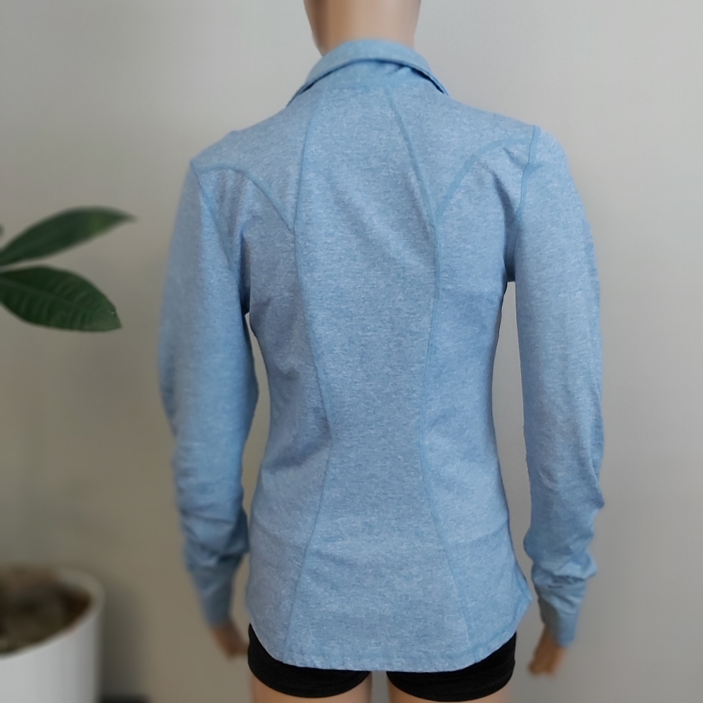 One Tooth light blue zip up sweatshirt after workout running - Picture 6 of 13